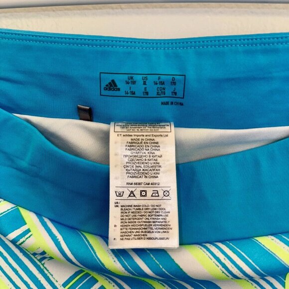Adidas Girls Active Skort XL – Blue White Neon Yellow Tennis Golf Skirt Sz 14-15 - Picture 3 of 5
